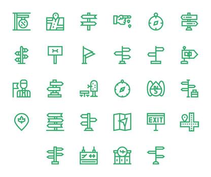 Bold Line Display Perfect Icons from Wayfinding Set with 28 128x128 Icons vector