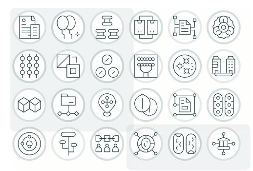 24 retina Listo píxel optimizado íconos para vinculado en Delgado línea tema vector