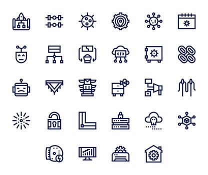 28 Icons for System optimized in Editable 128x128 Bold Line resolution vector