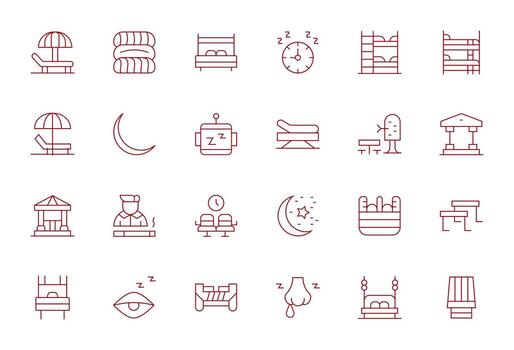 Rest Pixel Optimized Set with 24 64x64 Thin Line Icons vector