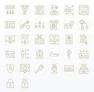 Thin Line Pixel Optimized Icons from Authorization Set with 32 64x64 Icons vector