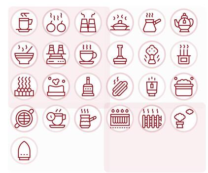Regular Line Style Steam Icons with 25 256x256 Pixel Aligned Designs vector