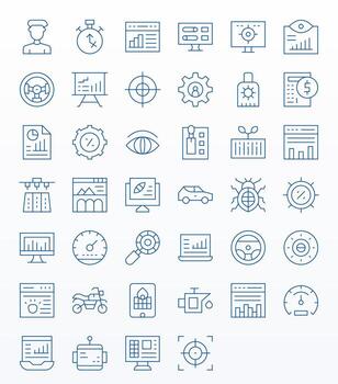 Dashboard Essential Set including 40 PIXEL Perfect Thin Line 64x64 Icons vector
