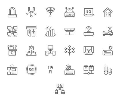 enrutador diseño íconos presentando 25 píxel optimizado regular línea estilo vector