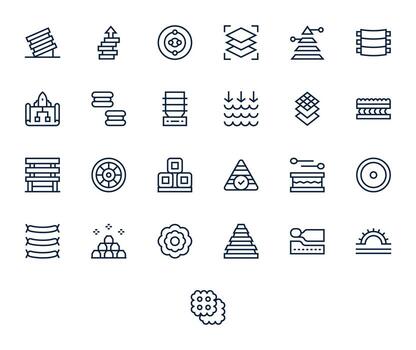 Layers Modern Collection with 25 Regular Line 64x64 Pixel Optimized Icons vector