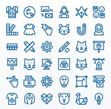 36 cuadrícula equipado alto resolución íconos para gráfico diseño en elegante negrita línea diseño vector