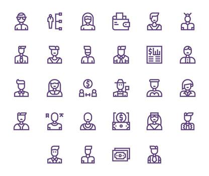28 Pixel Aligned Bold Line Icons designed for Accountant Interface vector