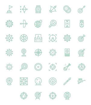 objetivo gráficos presentando 40 Delgado línea monitor Perfecto 64 x 64 diseños vector