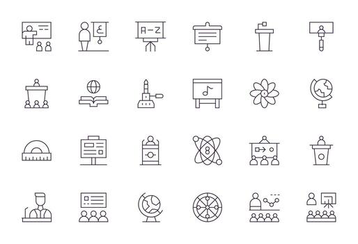 Teaching Graphics featuring 24 Thin Line Pixel Aligned High Resolution Designs vector