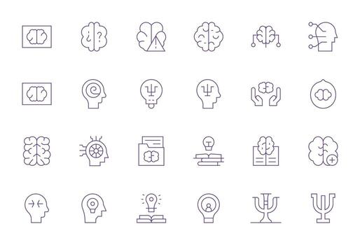 Brain Premium Bundle with 24 128x128 Pixel Optimized Thin Line Icons vector