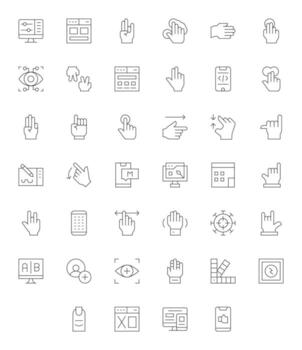 40 Thin Line Detail Enhanced Icons for Ui Graphics vector