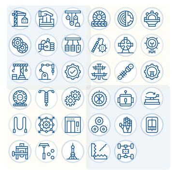 35 cuadrícula equipado 256x256 íconos para mecanismo en elegante regular línea diseño vector