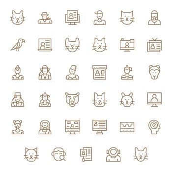 35 Icons for Profile View optimized in Detail Enhanced Retina Ready Regular Line resolution vector