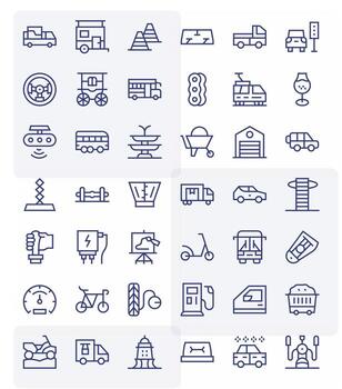 Vehicle Icon Repository containing 42 Regular Line Retina Ready Display Perfect graphics vector