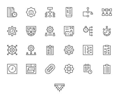 25 Regular Line Pixel Optimized Designs for Workflow 64x64 Icons vector
