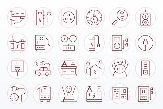 poder suministro píxel optimizado conjunto con 24 256x256 Delgado línea íconos vector