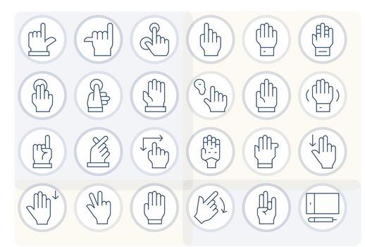 24 Icons for Touchscreen optimized in Pixel Aligned High Resolution Thin Line resolution vector