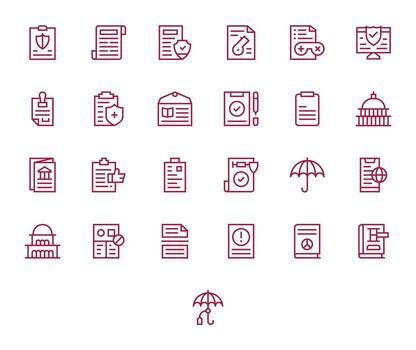 Policy featuring 25 128x128 Icons in Regular Line Design vector
