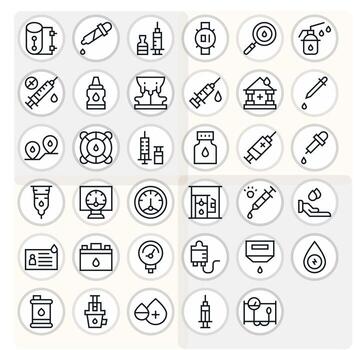 Fluid Icon Set with 35 Regular Line High Resolution Editable Graphics vector