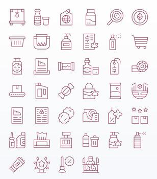 40 Product Pixel Optimized Icons in High Resolution Thin Line Aesthetic vector