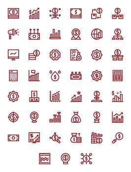 45 Bold Line Pixel Optimized Icons crafted for Revenue High Resolution applications vector
