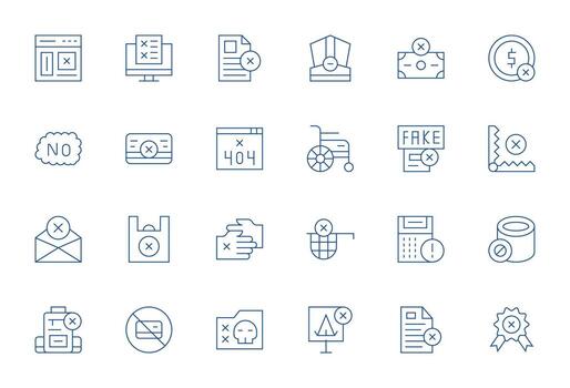 Invalid Visual Pack containing 24 Thin Line Pixel Aligned Icons vector