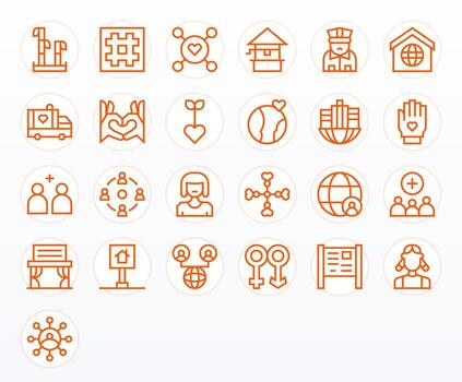 25 íconos para comunidad optimizado en monitor Perfecto 256x256 regular línea resolución vector