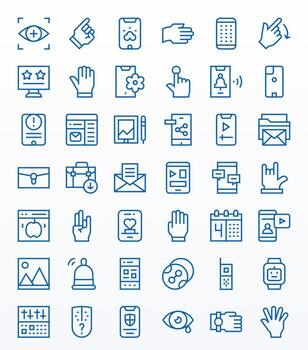 App 128x128 Icon Pack with 42 Regular Line Pixel Optimized Elements vector