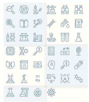 40 Thin Line Display Perfect Icons for Research Graphics vector