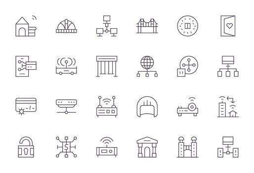 Gateway Icon Arsenal with 24 Retina Ready Thin Line Display Perfect designs vector