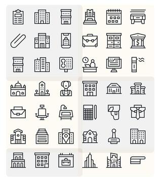 42 256x256 regular línea íconos optimizado para oficina cuadrícula equipado monitor vector