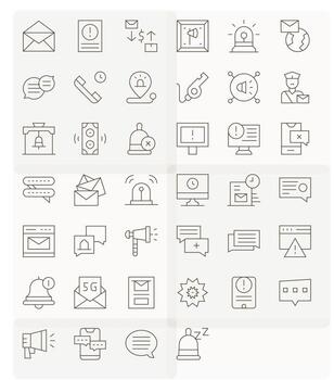 40 Icons for Notification featuring 128x128 Pixel Aligned Thin Line Graphics vector