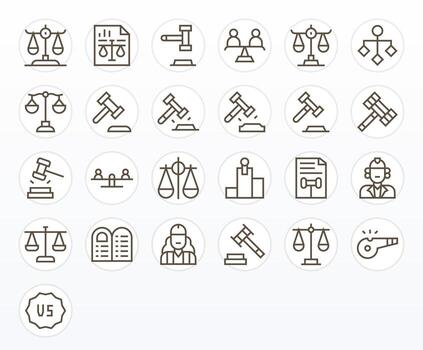 25 Detail Enhanced High Resolution Icons for Judgement in elegant Regular Line design vector