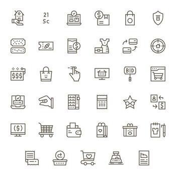 35 Regular Line Editable Icons crafted for Purchase High Resolution applications vector