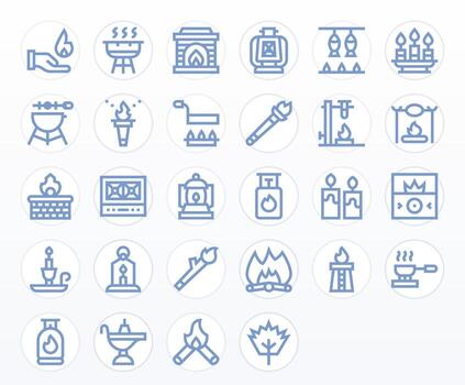 28 Bold Line Icons for Flame in crisp 256x256 Display Perfect resolution vector