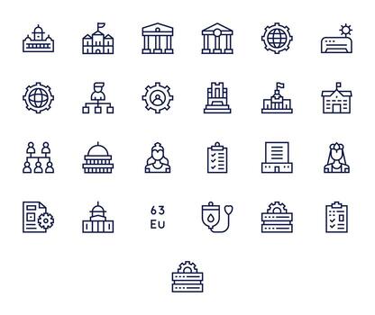 Administration Professional Set with 25 Regular Line Pixel Optimized 256x256 Icons vector