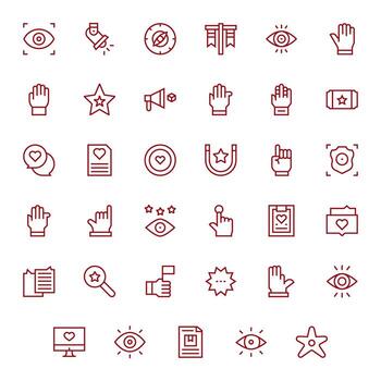 35 Regular Line Pixel Optimized Designs for Highlight 256x256 Icons vector