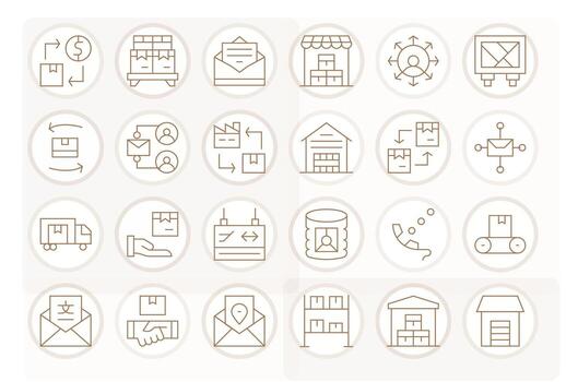 saliente completar paquete con 24 256x256 Delgado línea cuadrícula equipado íconos vector