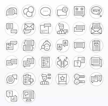 32 Editable 256x256 Icons for Feedback Form in elegant Thin Line design vector