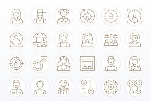 demográfico esencial conjunto incluso 24 píxel alineado Delgado línea alto resolución íconos vector