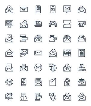 42 256x256 íconos para bandeja de entrada en detalle mejorado regular línea formato vector