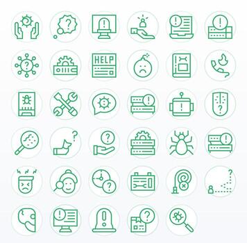Troubleshooting Icon Toolkit featuring 35 Pixel Aligned 256x256 Regular Line elements vector