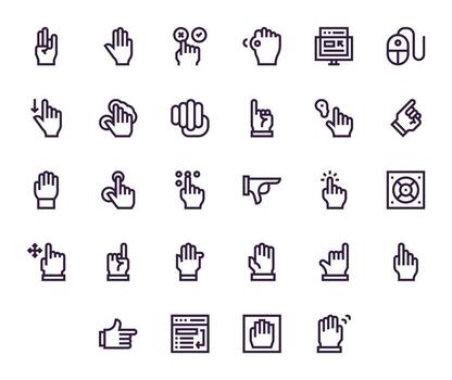 28 Pixel Optimized Bold Line Icons from Cursor Collection vector