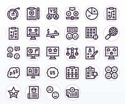 28 Bold Line Pixel Optimized Vectors for Evaluation Theme