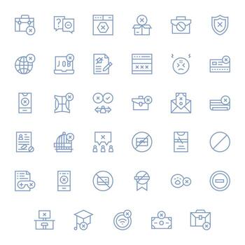 Denied Comprehensive Bundle with 35 Grid Fitted Regular Line Retina Ready Icons vector