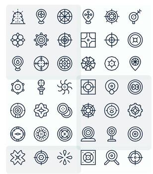 Center Scalable Set featuring 42 Grid Fitted Regular Line High Resolution Icons vector