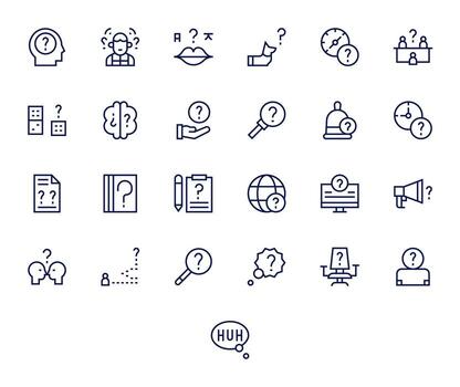Doubt Icon Set with 25 Regular Line 128x128 Display Perfect Graphics vector