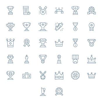 32 íconos para ganador presentando 256x256 píxel alineado Delgado línea gráficos vector