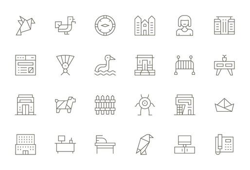 Flat Comprehensive Bundle with 24 Editable Thin Line 256x256 Icons vector