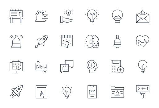 24 Pixel Optimized High Resolution Icons for New in elegant Thin Line design vector